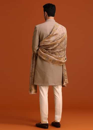 Purple Polyester Hand Embroidered Indo Western Set With Dupatta