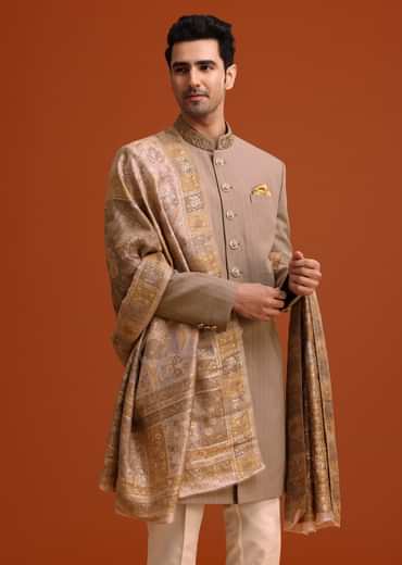 Purple Polyester Hand Embroidered Indo Western Set With Dupatta