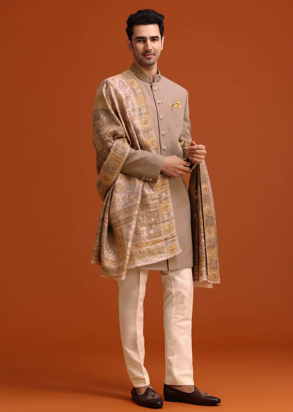 Purple Polyester Hand Embroidered Indo Western Set With Dupatta