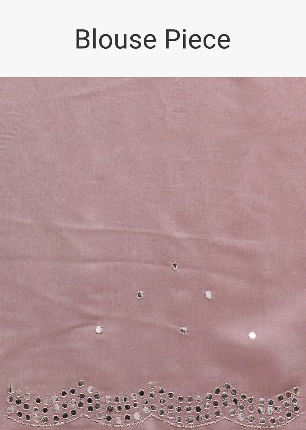 Purple Printed Muslin Saree With Scallop Detail And Unstitched Blouse Piece