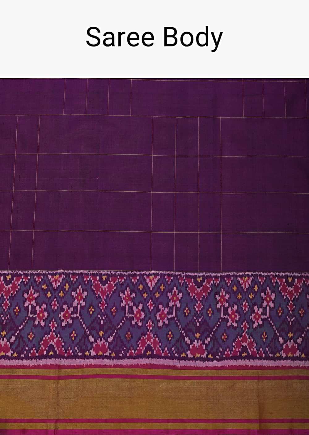 Purple Rajkot Patola Saree With Unstitched Blouse Fabric