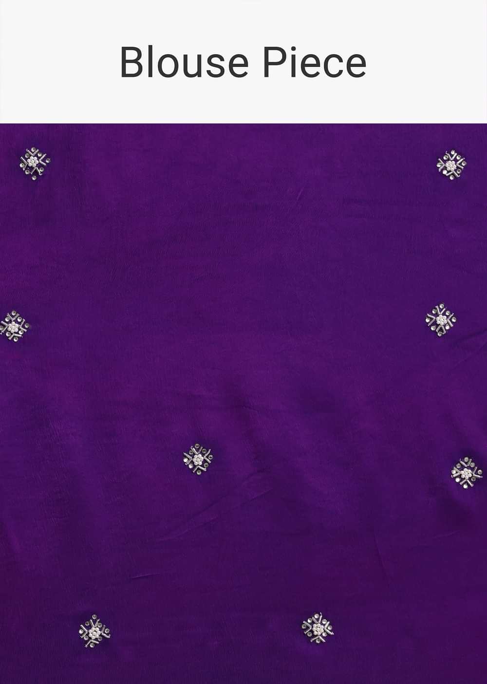 Purple Satin Chinon Saree With Stone Embellishments And Unstitched Blouse Piece