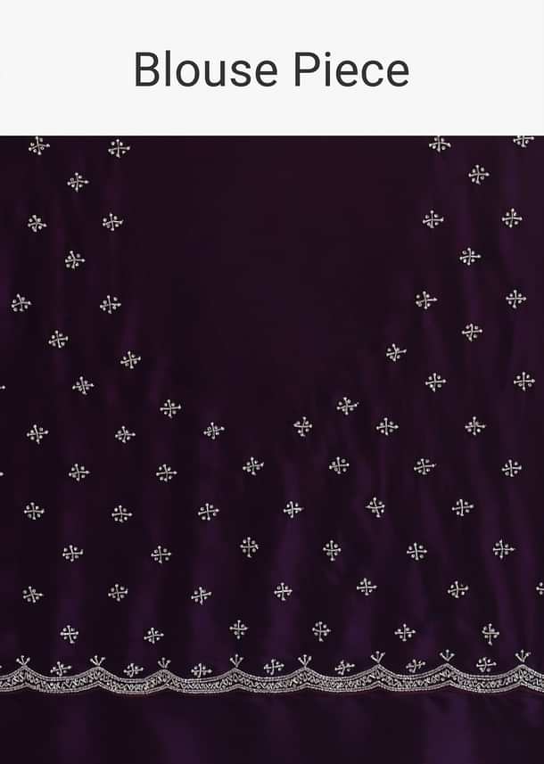 Purple Satin Chinon Saree With Stone Work And Unstitched Blouse Piece Purple Satin Chinon Saree With Stone Work And Unstitched Blouse Piece