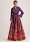 Purple Silk Shirt And Skirt Set With Zari Embroidery