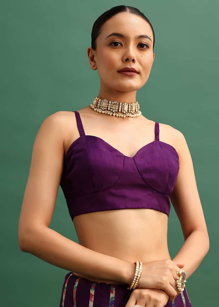 Purple Silk Woven Bandhani Saree With Paithani Border Pallu And Unstitched Blouse