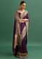 Purple Silk Woven Bandhani Saree With Paithani Border Pallu And Unstitched Blouse
