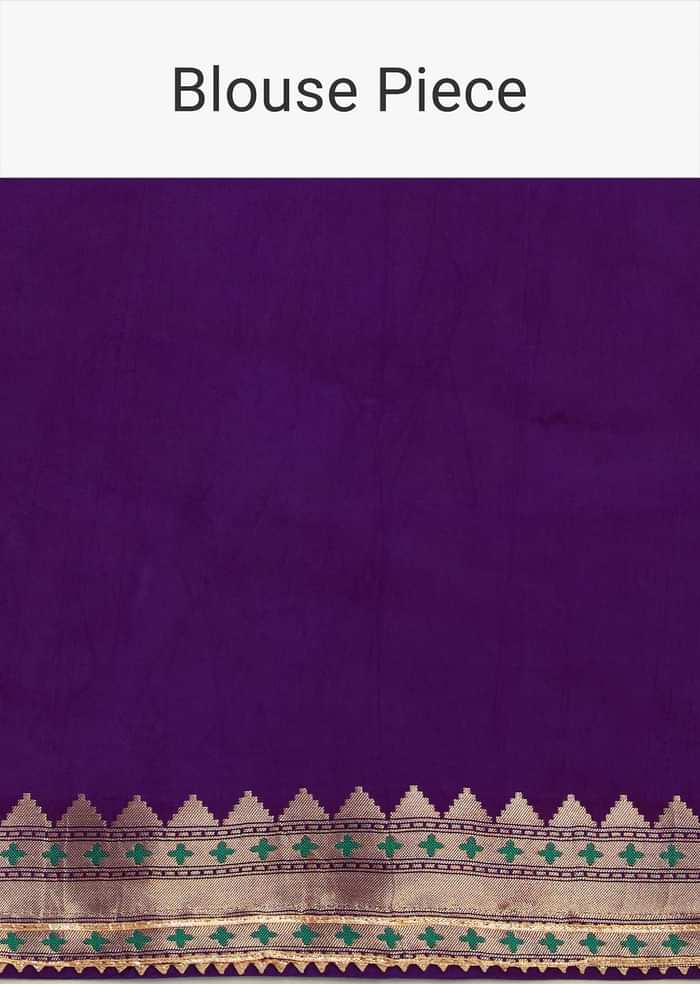 Purple Silk Woven Bandhani Saree With Paithani Border Pallu And Unstitched Blouse
