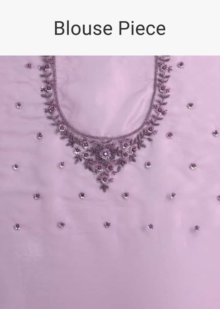 Purple Soft Organza Saree With Cutdana Sequins Embroidery