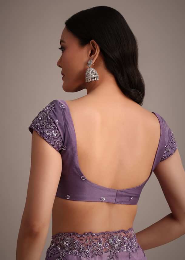 Purple Soft Organza Saree With Cutdana Sequins Embroidery Purple Soft Organza Saree With Cutdana Sequins Embroidery