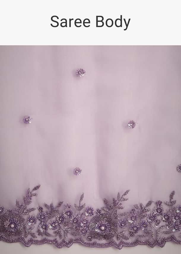 Purple Soft Organza Saree With Cutdana Sequins Embroidery Purple Soft Organza Saree With Cutdana Sequins Embroidery