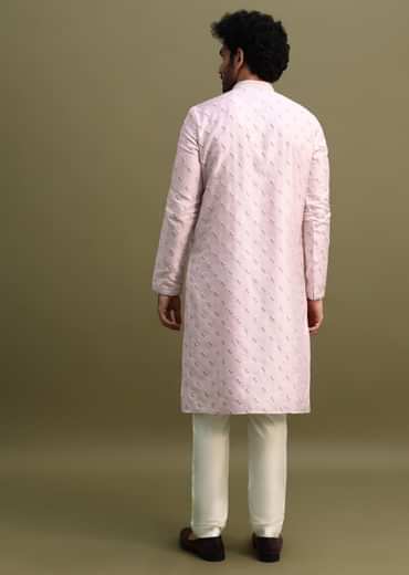 Lilac Threadwork Men Kurta Set