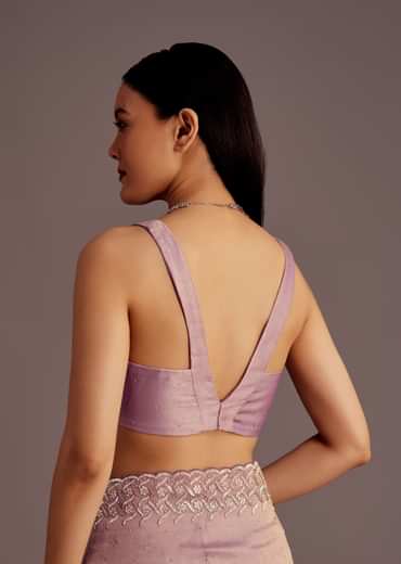 Purple Tissue Saree With Cutdana And Stone Embroidery