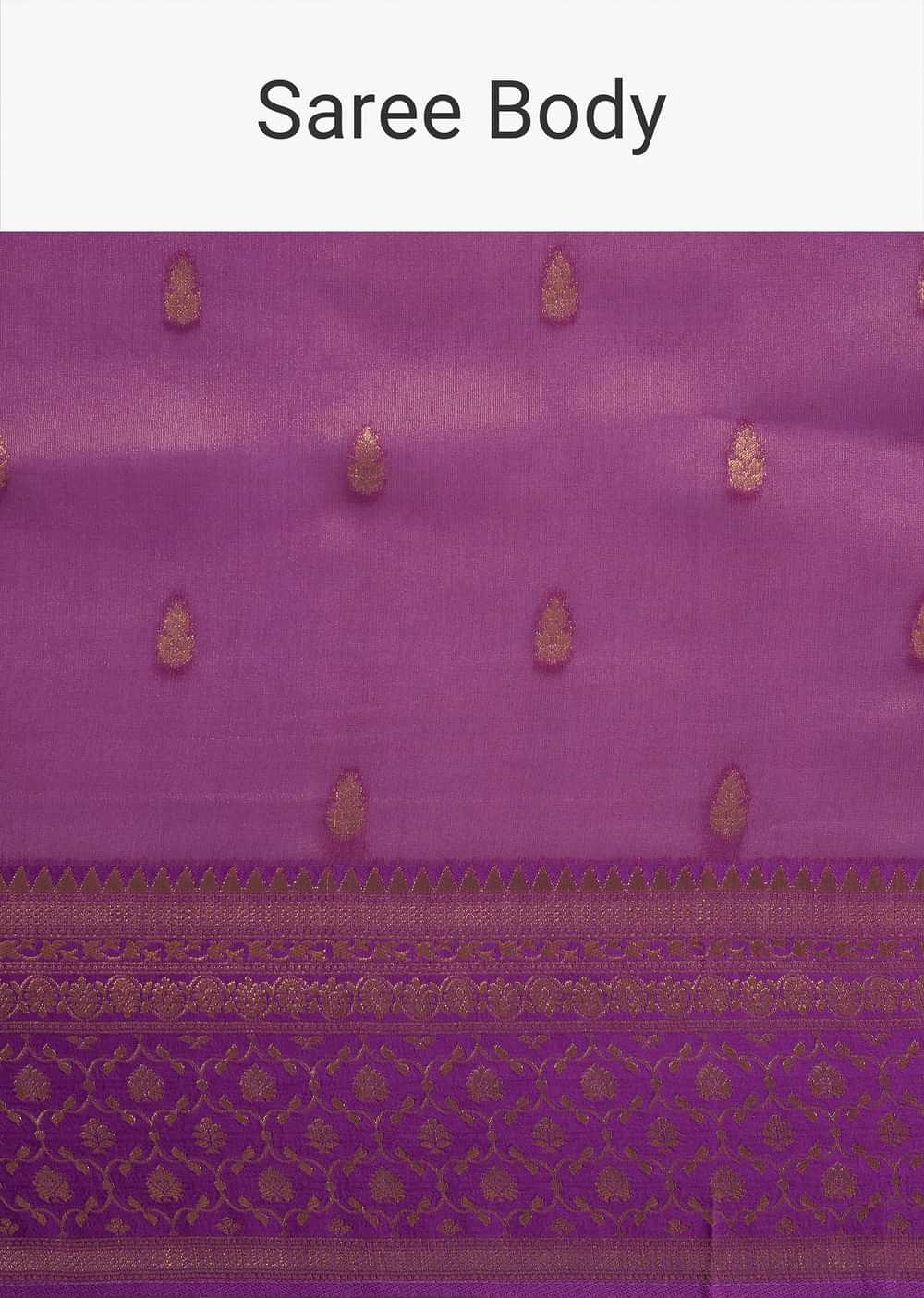 Purple Tissue Silk Saree With Butti Work And Chanderi Zari Woven Border