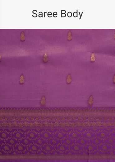 Purple Tissue Silk Saree With Butti Work And Chanderi Zari Woven Border