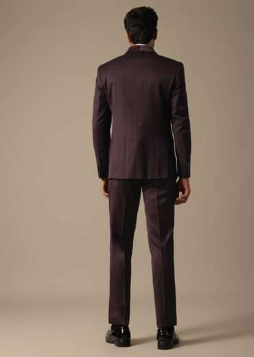 Purple Tuxedo With Intricate Cut Work