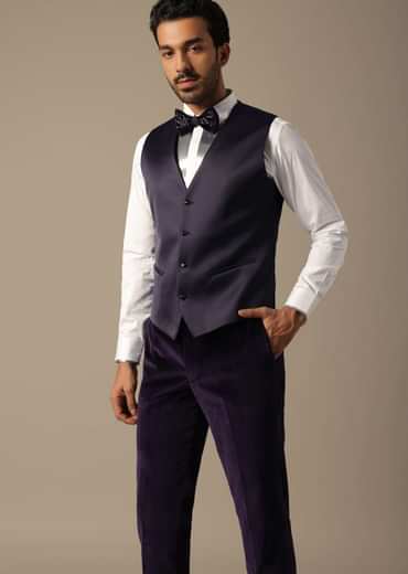 Purple Velvet Tuxedo For Grooms