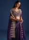 Purple Zardozi Work Jacket With Crop Top And Skirt