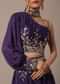 Purple Hand Embroidered Blouse And Lehenga Set