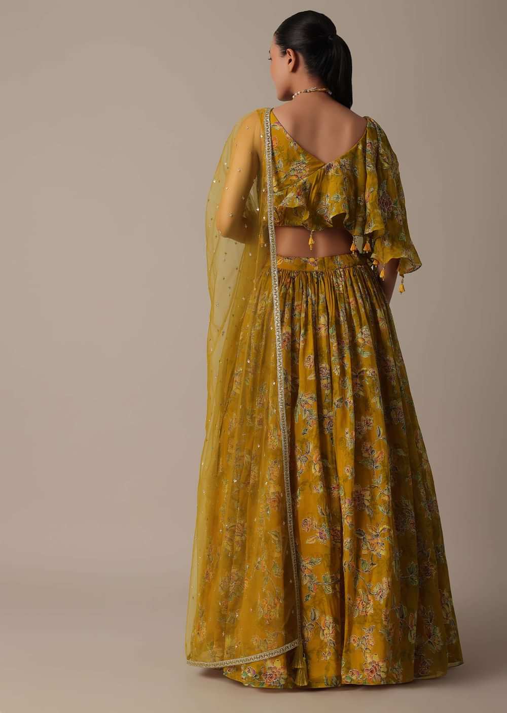 Radiant Mustard Yellow Organza Lehenga Set