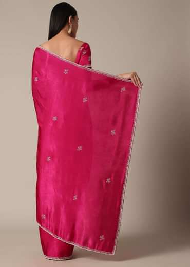 Radiant Pink Saree With Stone Embellishments All Over