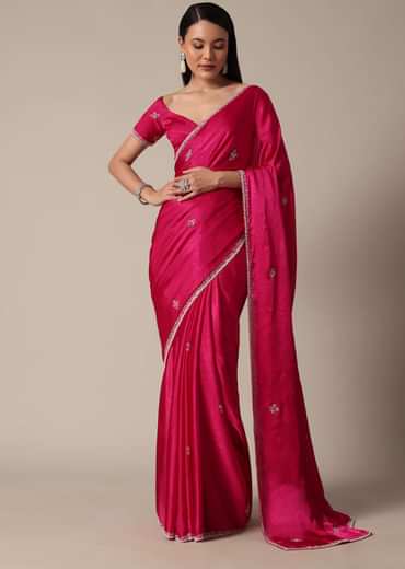 Radiant Pink Saree With Stone Embellishments All Over