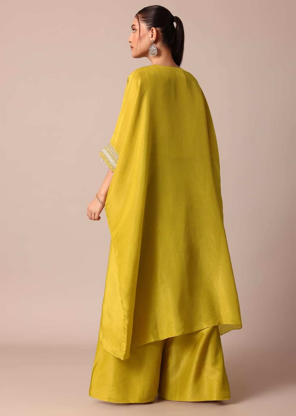 Radiant Yellow Chanderi Embroidered Kaftaan Palazzo Set