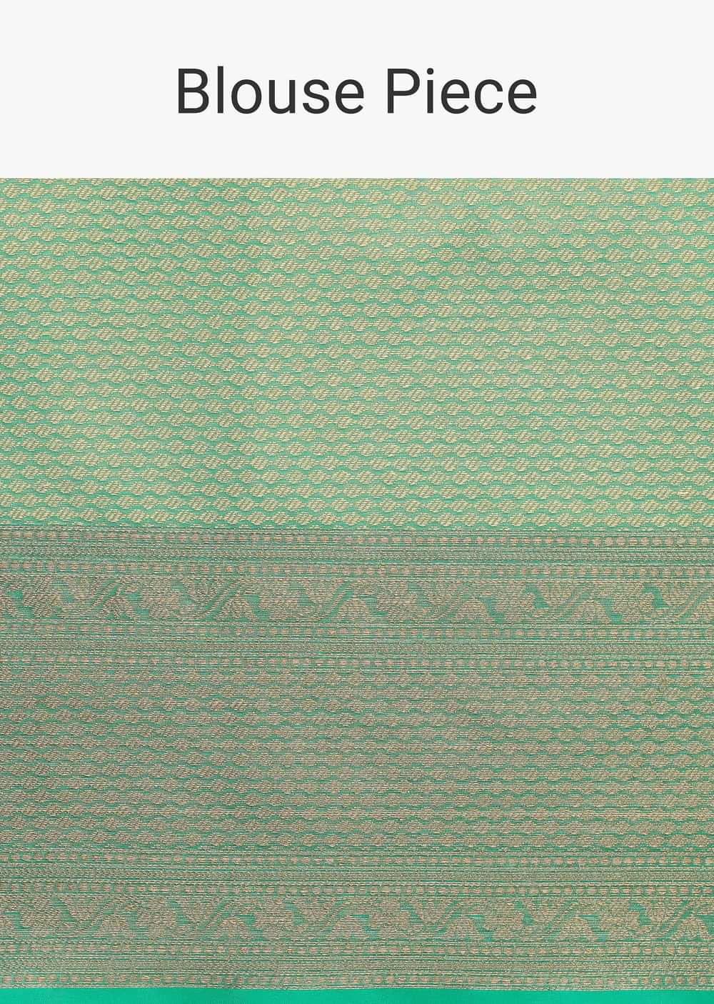 Rama Green Banarasi Tanchui Silk Saree With Tassel Detail And Unstitched Blouse Piece