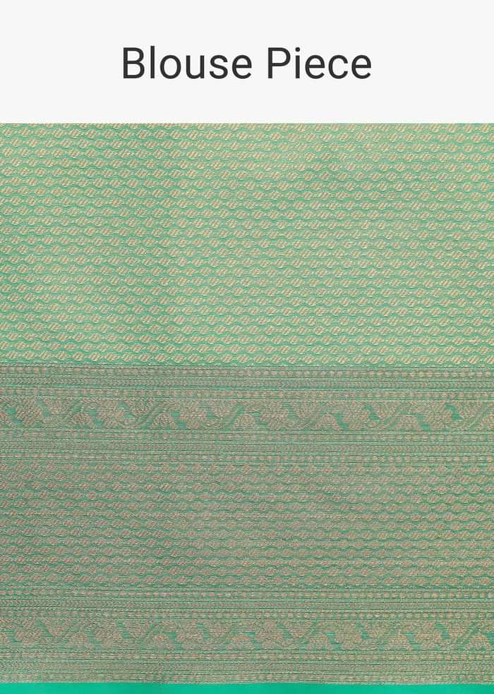 Rama Green Banarasi Tanchui Silk Saree With Tassel Detail And Unstitched Blouse Piece