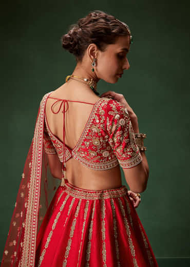 Rani Bridal Lehenga With Zardozi And Thread Embroidery