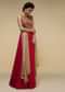 Rani Pink Anarkali Suit With Halter Neckline And Adorned In Multicolored Hand Embroidered Floral Design On The Bodice