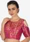 Rani Pink And Gold Brocade Blouse With Cold Shoulder Online - Kalki Fashion