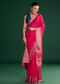 Rani Pink Dola Silk Saree With Woven Border And Pallu