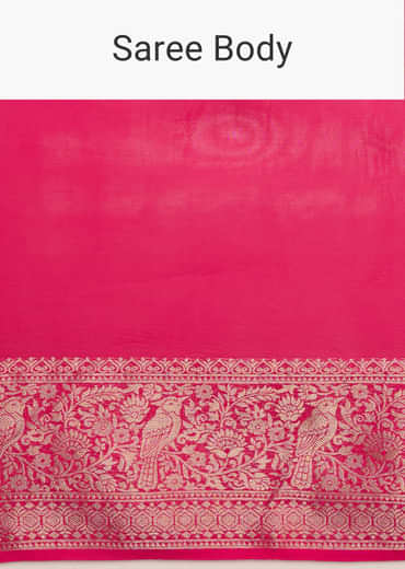 Rani Pink Dola Silk Saree With Woven Border And Pallu