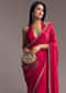 Rani Pink Embroidered Chinon Saree With Cut Dana