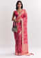 Rani Pink Georgette Saree With Zari Jaal Work