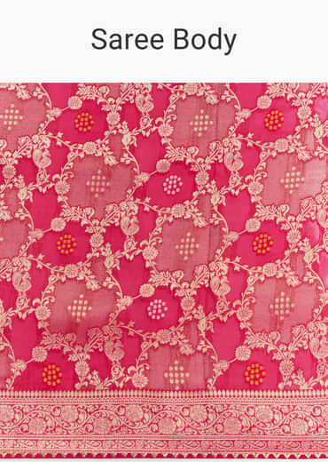 Rani Pink Georgette Saree With Zari Jaal Work
