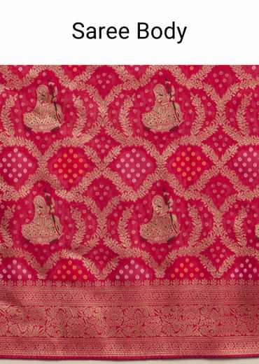 Rani Pink Khaddi Georgette Saree With Zari Woven Jaal Work