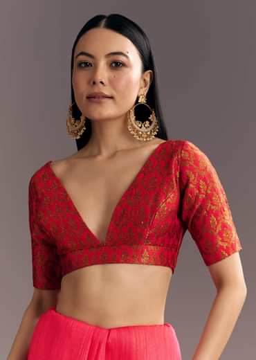 Rani Pink Kora Silk Handloom Saree With Woven Motif