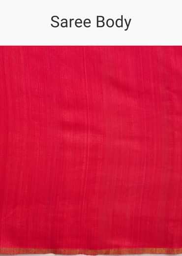 Rani Pink Kora Silk Handloom Saree With Woven Motif