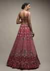 Crimson Red Lehenga Choli In Raw Silk With Resham And Cut Dana Embroidered Geometric And Summer Blossoms