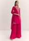 Rani Pink Organza Embroidered Kurta Set With Dupatta