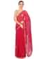 Red Saree With Kundan Embroidered Buttis Online - Kalki Fashion