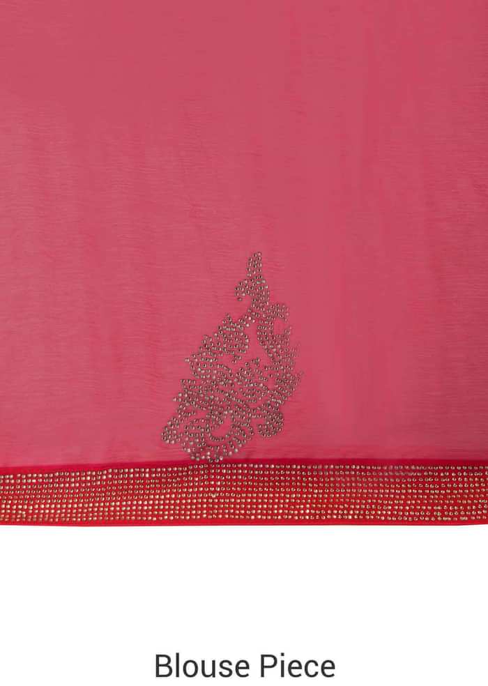 Red Saree With Kundan Embroidered Buttis Online - Kalki Fashion