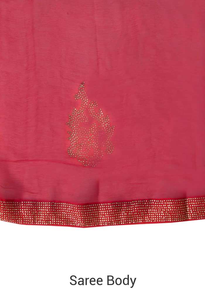 Red Saree With Kundan Embroidered Buttis Online - Kalki Fashion