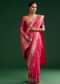 Rani Pink Saree With Woven Zari Motif And Embroidered Blouse