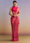 Rani Pink Silk Single Ikkat Handwoven Patola Saree With Geometric Motifs