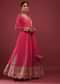 Rani Pink Anarkali Suit In Georgette With Multicolored Resham And Zari Embroidered Mughal Design