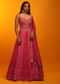 Rani Pink And Red Panel Anarkali Suit With Lucknowi Thread Embroidered Ethnic Kalis And Bandhani Dupatta
