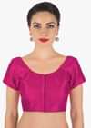 Rani pink blouse in raw silk with princes line only on Kalki