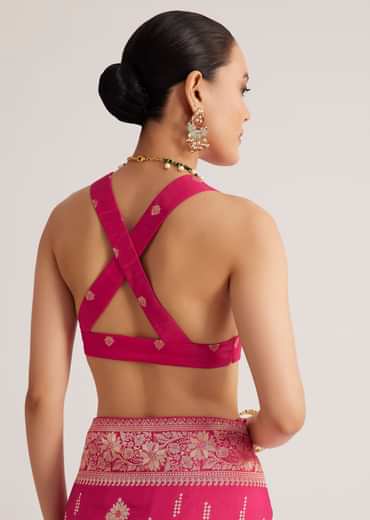 Rani Pink Dola Silk Saree With Zari Woven Detailing